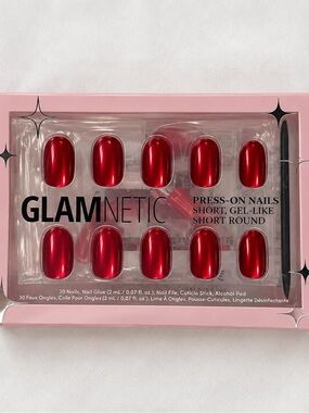 Glamnetic Short Round Press-On Nails in Metallic Red - New / Unopened Box